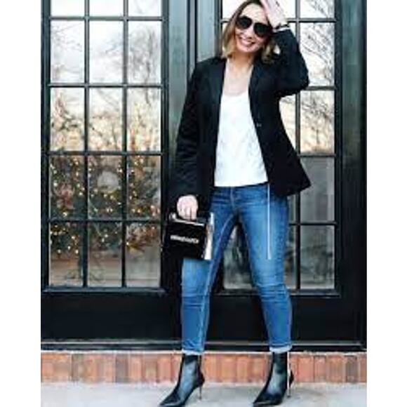 Banana Republic Womens Size 4 Black Velvet Long and Lean Blazer Single Button - Picture 14 of 14